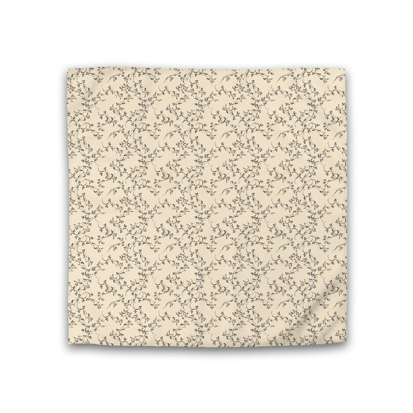 Beige Cotton Sateen Duvet Cover, Black Hand-painted Vine Print, CSDU-1015-181, Double - 206 x 206 cm / 81 x 81 inches