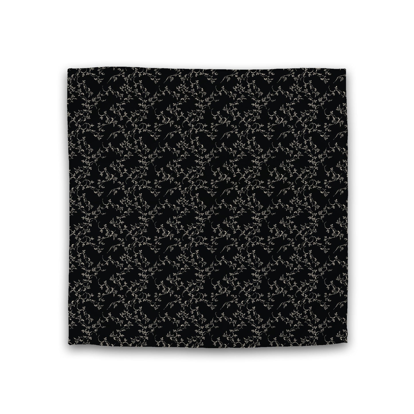 Black Cotton Sateen Duvet Cover, Beige Hand-painted Vine Print, CSDU-1015-182, Double - 206 x 206 cm / 81 x 81 inches
