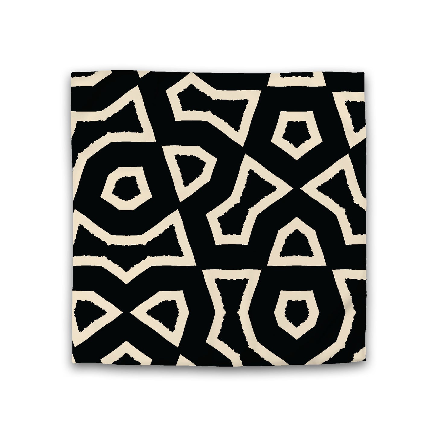 Black Cotton Sateen Duvet Cover, Bold Beige Graphic, CSDU-1015-392, Double - 206 x 206 cm / 81 x 81 inches