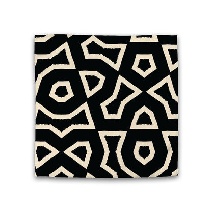 Black Cotton Sateen Duvet Cover, Bold Beige Graphic, CSDU-1015-392, Double - 206 x 206 cm / 81 x 81 inches