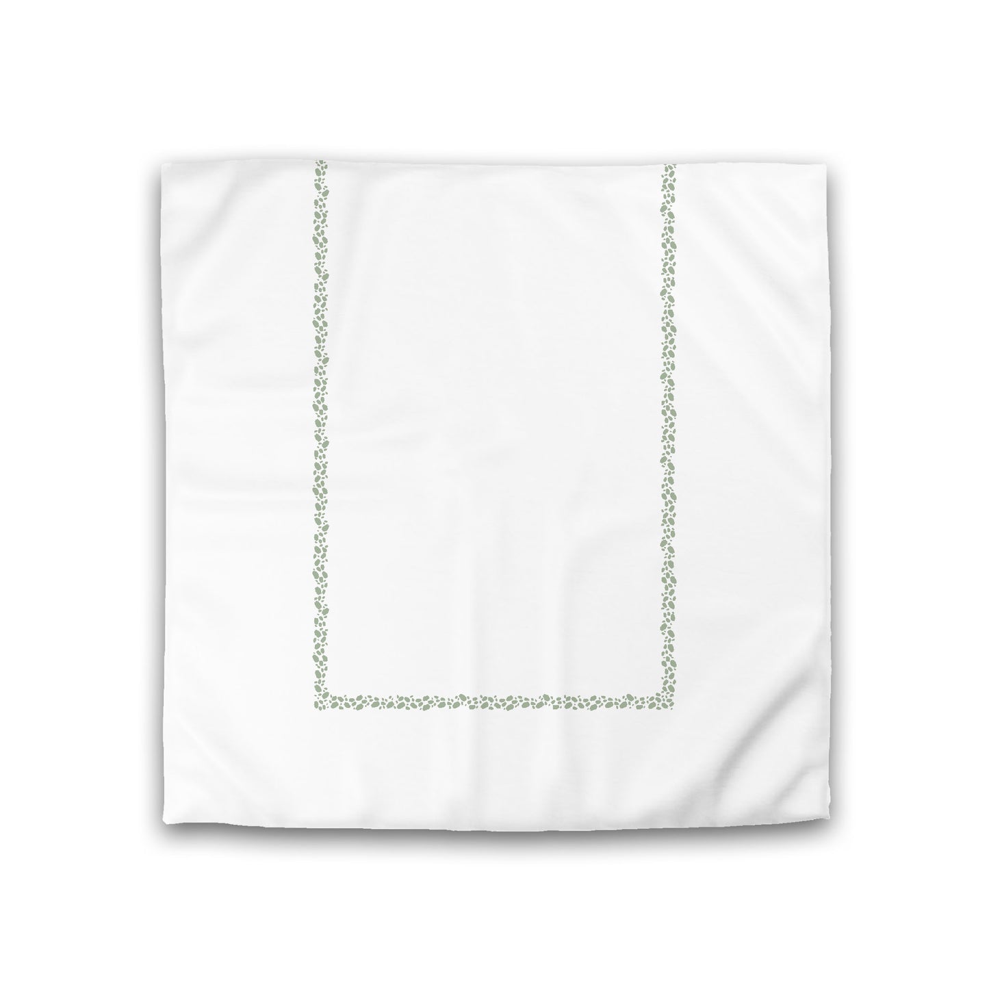 Off-white Cotton Sateen Duvet Cover, Green Hand-painted Dab Motif Print, Classic Border, CSDU-1052-091, Double - 206 x 206 cm / 81 x 81 inches
