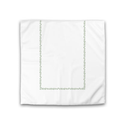Off-white Cotton Sateen Duvet Cover, Green Hand-painted Dab Motif Print, Classic Border, CSDU-1052-091, Double - 206 x 206 cm / 81 x 81 inches