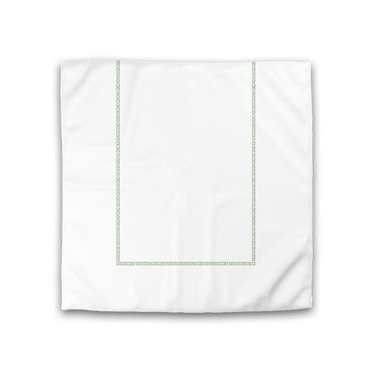 Off-white Cotton Sateen Duvet Cover, Green Repeating Square Motif Print, Classic Border, CSDU-1052-121, Double - 206 x 206 cm / 81 x 81 inches