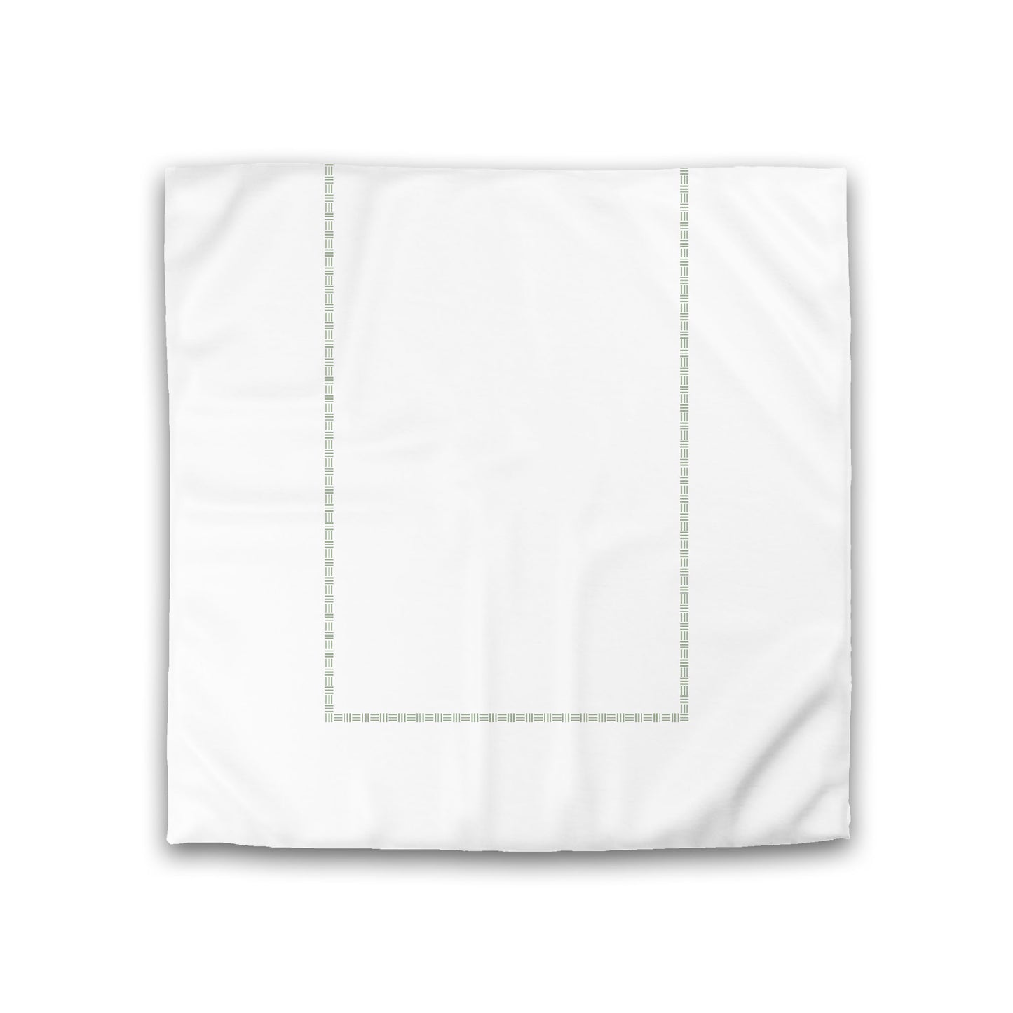Off-white Cotton Sateen Duvet Cover, Green Single Weave Motif Print, Classic Border, CSDU-1052-141, Double - 206 x 206 cm / 81 x 81 inches