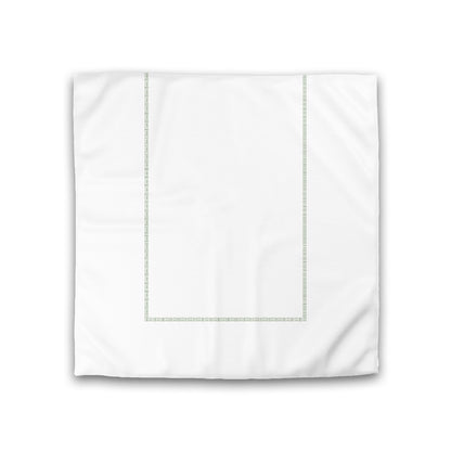 Off-white Cotton Sateen Duvet Cover, Green Single Weave Motif Print, Classic Border, CSDU-1052-141, Double - 206 x 206 cm / 81 x 81 inches