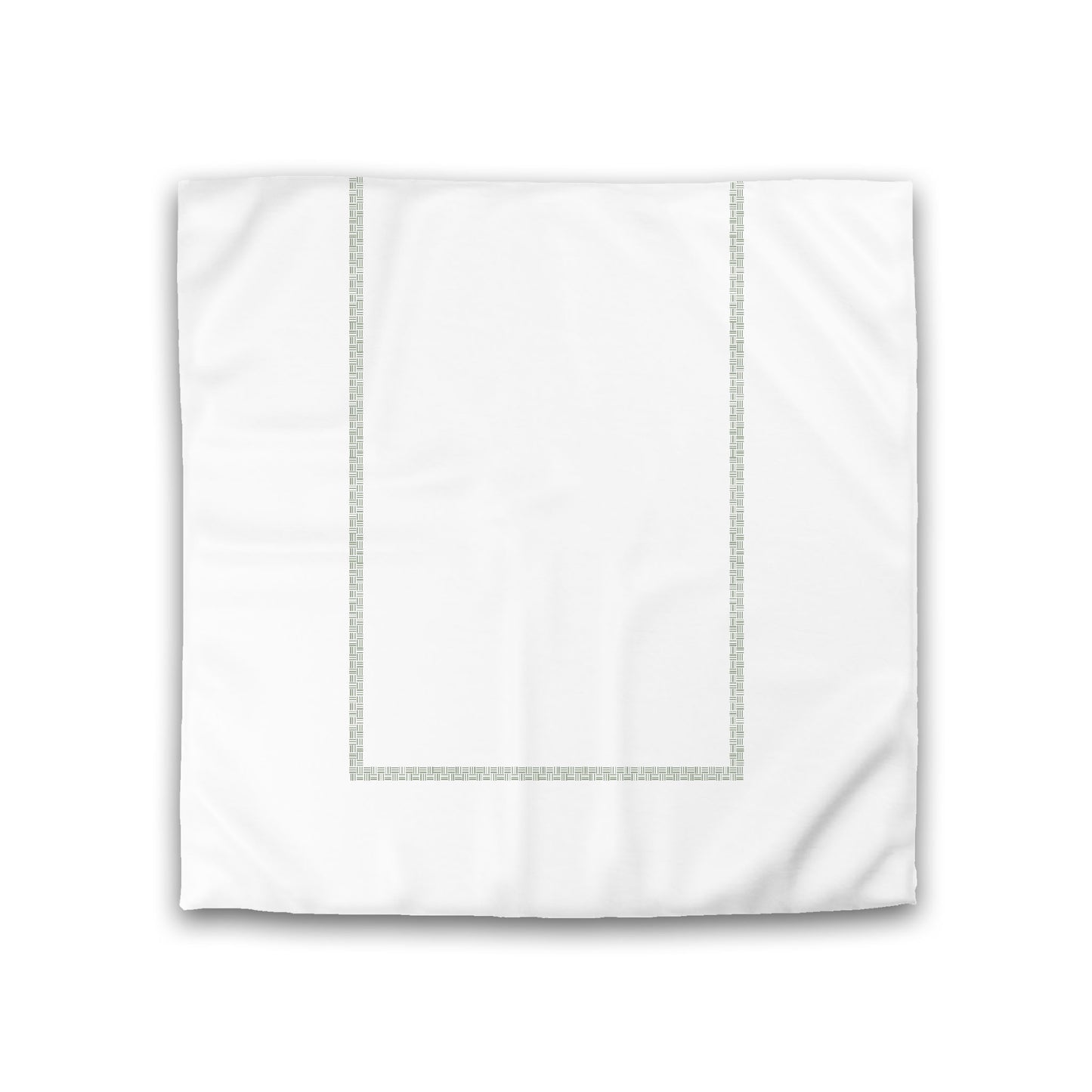 Off-white Cotton Sateen Duvet Cover, Green Double Weave Motif Print, Classic Border, CSDU-1052-143, Double - 206 x 206 cm / 81 x 81 inches