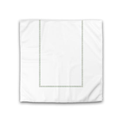 Off-white Cotton Sateen Duvet Cover, Green Double Weave Motif Print, Classic Border, CSDU-1052-143, Double - 206 x 206 cm / 81 x 81 inches
