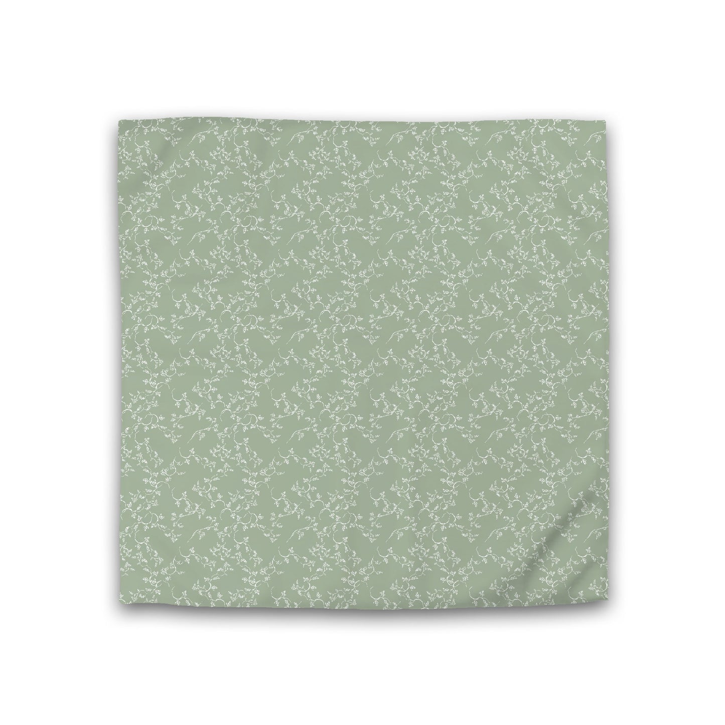 Green Cotton Sateen Duvet Cover, Off-white Hand-painted Vine Print, CSDU-1052-182, Double - 206 x 206 cm / 81 x 81 inches