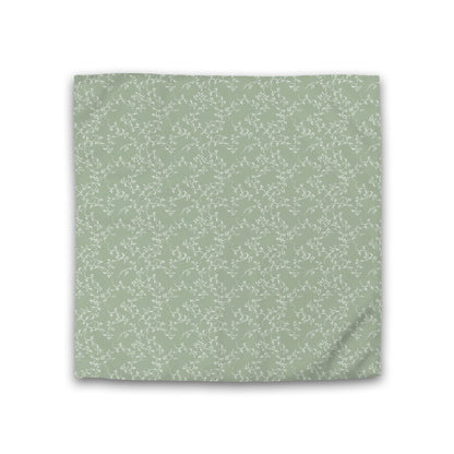 Green Cotton Sateen Duvet Cover, Off-white Hand-painted Vine Print, CSDU-1052-182, Double - 206 x 206 cm / 81 x 81 inches
