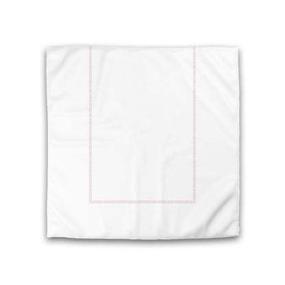 Off-white Cotton Sateen Duvet Cover, Pink Repeating Square Motif Print, Classic Border, CSDU-1081-121, Double - 206 x 206 cm / 81 x 81 inches