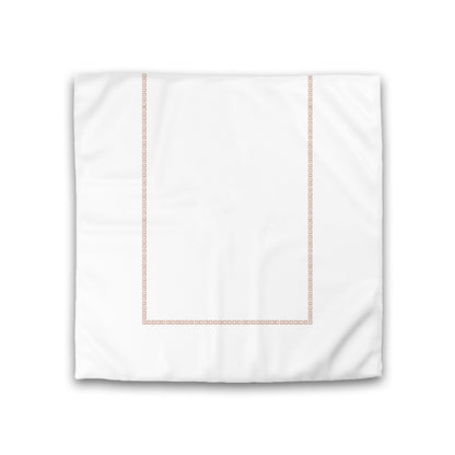Off-white Cotton Sateen Duvet Cover, Salmon Repeating Square Motif Print, Classic Border, CSDU-1139-121, Double - 206 x 206 cm / 81 x 81 inches