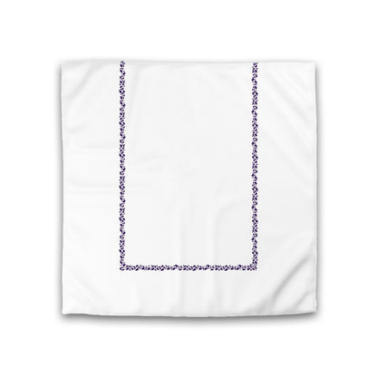 Off-white Cotton Sateen Duvet Cover, Purple Hand-painted Dab Motif Print, Classic Border, CSDU-1143-091, Double - 206 x 206 cm / 81 x 81 inches