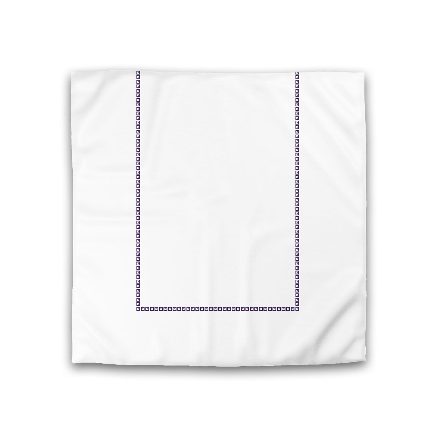 Off-white Cotton Sateen Duvet Cover, Purple Repeating Square Motif Print, Classic Border, CSDU-1143-121, Double - 206 x 206 cm / 81 x 81 inches