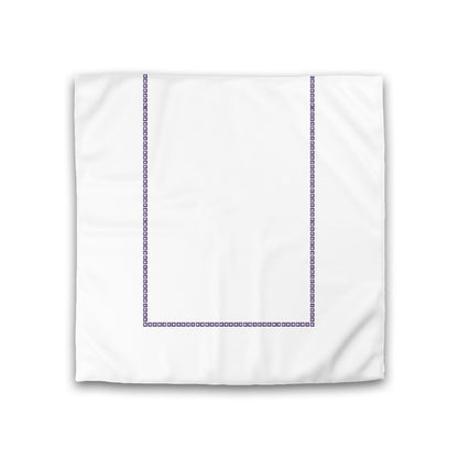 Off-white Cotton Sateen Duvet Cover, Purple Repeating Square Motif Print, Classic Border, CSDU-1143-121, Double - 206 x 206 cm / 81 x 81 inches