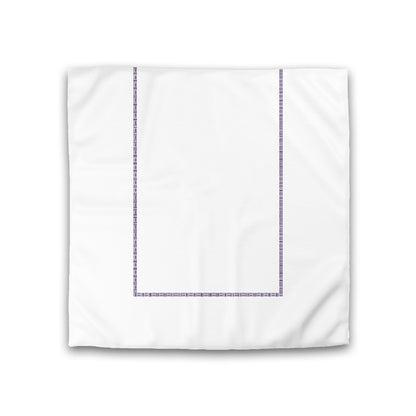 Off-white Cotton Sateen Duvet Cover, Purple Single Weave Motif Print, Classic Border, CSDU-1143-141, Double - 206 x 206 cm / 81 x 81 inches
