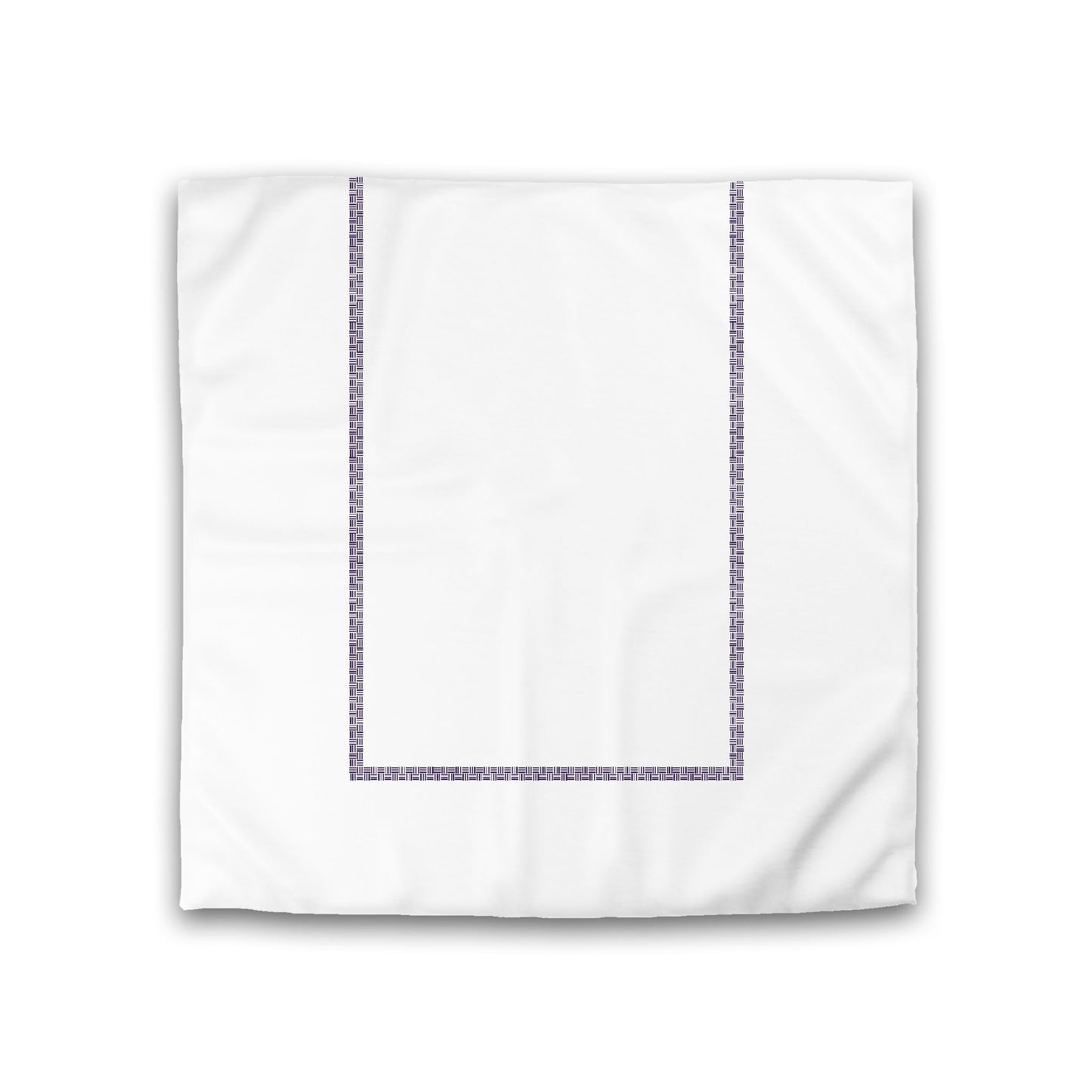 Off-white Cotton Sateen Duvet Cover, Purple Double Weave Motif Print, Classic Border, CSDU-1143-143, Double - 206 x 206 cm / 81 x 81 inches