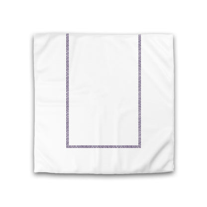 Off-white Cotton Sateen Duvet Cover, Purple Double Weave Motif Print, Classic Border, CSDU-1143-143, Double - 206 x 206 cm / 81 x 81 inches