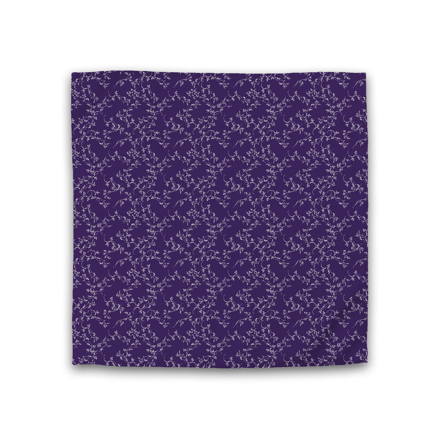 Purple Cotton Sateen Duvet Cover, Off-white Hand-painted Vine Print, CSDU-1143-182, Double - 206 x 206 cm / 81 x 81 inches