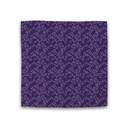 Purple Cotton Sateen Duvet Cover, Off-white Hand-painted Vine Print, CSDU-1143-182, Double - 206 x 206 cm / 81 x 81 inches