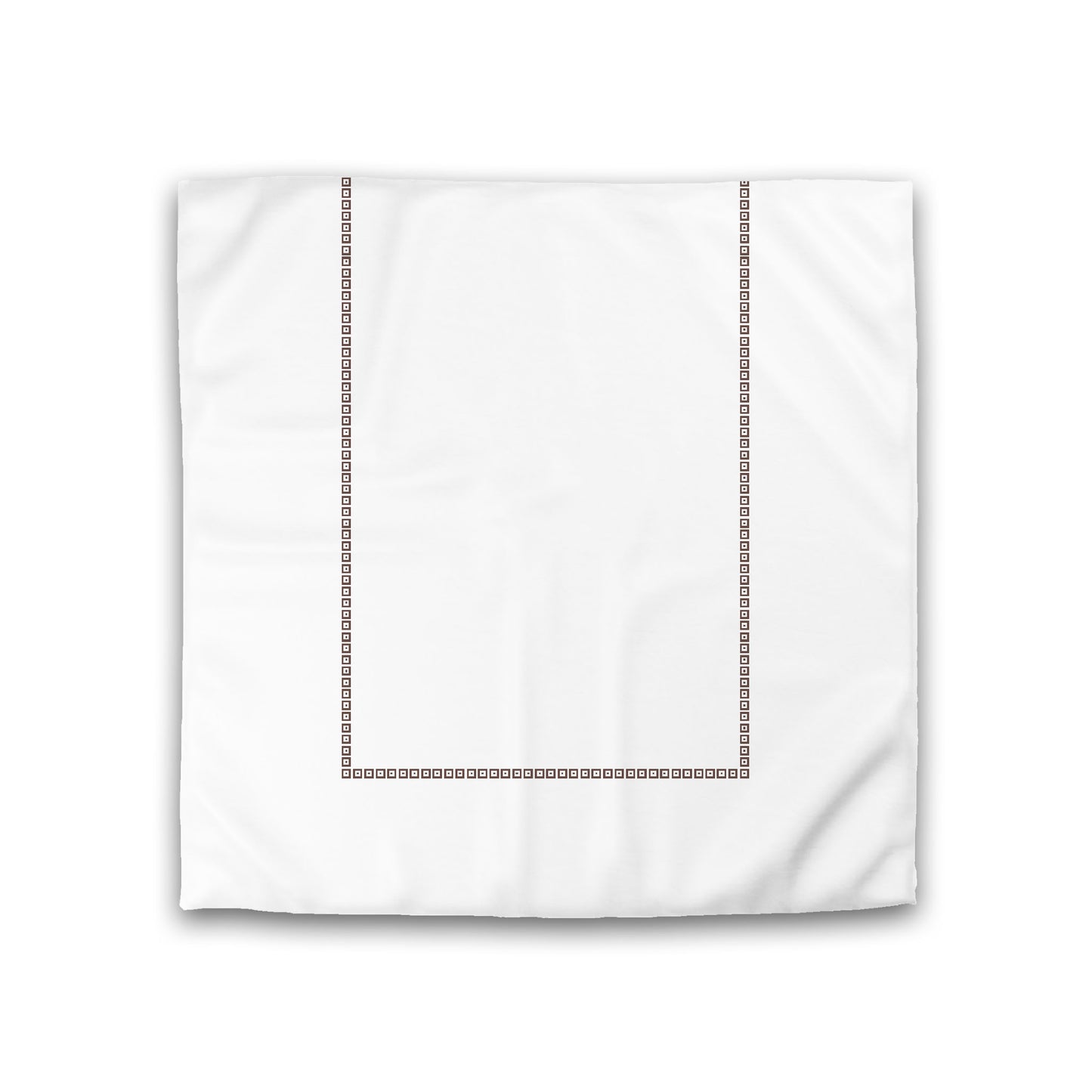 Off-white Cotton Sateen Duvet Cover, Brown Repeating Square Motif Print, Classic Border, CSDU-1161-121, Double - 206 x 206 cm / 81 x 81 inches