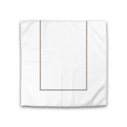 Off-white Cotton Sateen Duvet Cover, Brown Repeating Square Motif Print, Classic Border, CSDU-1161-121, Double - 206 x 206 cm / 81 x 81 inches