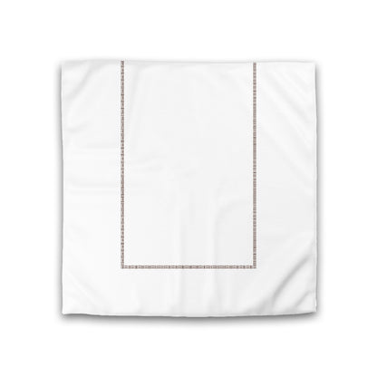 Off-white Cotton Sateen Duvet Cover, Brown Single Weave Motif Print, Classic Border, CSDU-1161-141, Double - 206 x 206 cm / 81 x 81 inches