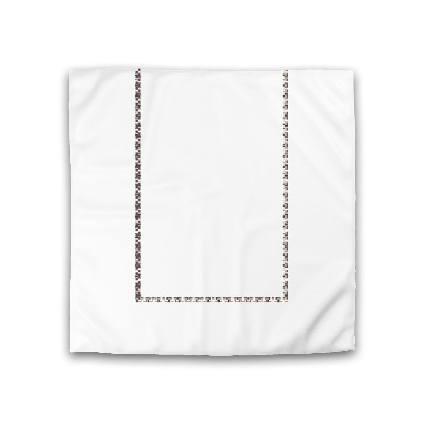 Off-white Cotton Sateen Duvet Cover, Brown Double Weave Motif Print, Classic Border, CSDU-1161-143, Double - 206 x 206 cm / 81 x 81 inches