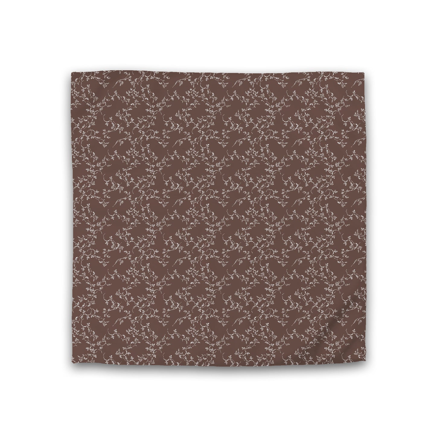 Brown Cotton Sateen Duvet Cover, Off-white Hand-painted Vine Print, CSDU-1161-182, Double - 206 x 206 cm / 81 x 81 inches