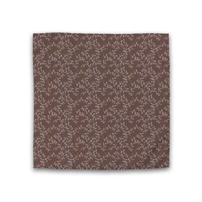 Brown Cotton Sateen Duvet Cover, Off-white Hand-painted Vine Print, CSDU-1161-182, Double - 206 x 206 cm / 81 x 81 inches