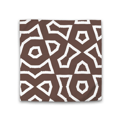 Brown Cotton Sateen Duvet Cover, Bold Off-white Graphic, CSDU-1161-392, Double - 206 x 206 cm / 81 x 81 inches