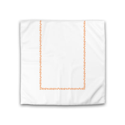 Off-white Cotton Sateen Duvet Cover, Orange Hand-painted Dab Motif Print, Classic Border, CSDU-1181-091, Double - 206 x 206 cm / 81 x 81 inches