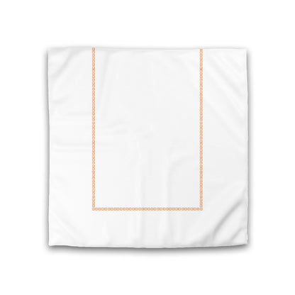 Off-white Cotton Sateen Duvet Cover, Orange Repeating Square Motif Print, Classic Border, CSDU-1181-121, Double - 206 x 206 cm / 81 x 81 inches
