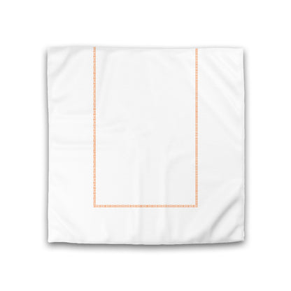 Off-white Cotton Sateen Duvet Cover, Orange Single Weave Motif Print, Classic Border, CSDU-1181-141, Double - 206 x 206 cm / 81 x 81 inches