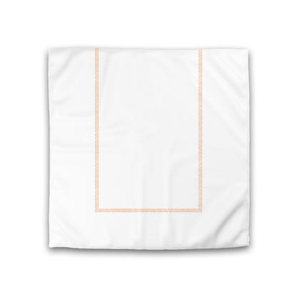 Off-white Cotton Sateen Duvet Cover, Orange Double Weave Motif Print, Classic Border, CSDU-1181-143, Double - 206 x 206 cm / 81 x 81 inches