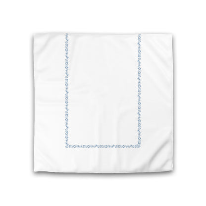 Off-white Cotton Sateen Duvet Cover, Blue Hand-painted Dab Motif Print, Classic Border, CSDU-1231-091, Double - 206 x 206 cm / 81 x 81 inches