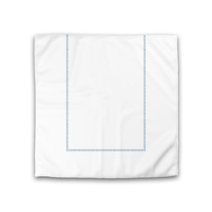 Off-white Cotton Sateen Duvet Cover, Blue Repeating Square Motif Print, Classic Border, CSDU-1231-121, Double - 206 x 206 cm / 81 x 81 inches