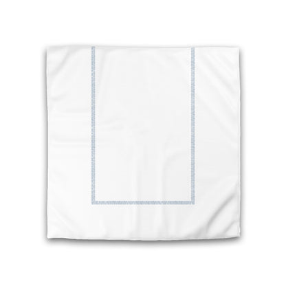 Off-white Cotton Sateen Duvet Cover, Blue Double Weave Motif Print, Classic Border, CSDU-1231-143, Double - 206 x 206 cm / 81 x 81 inches