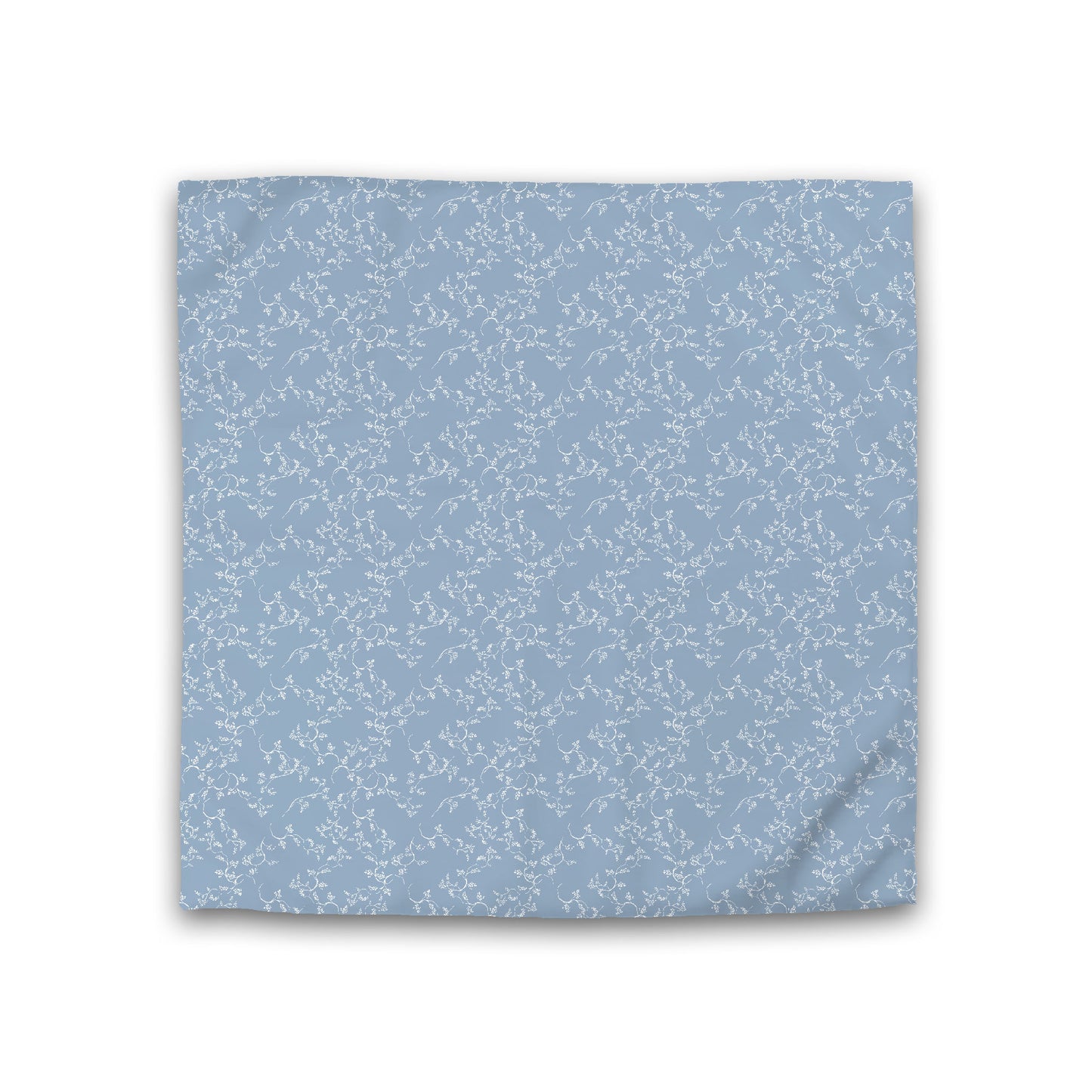 Blue Cotton Sateen Duvet Cover, Off-white Hand-painted Vine Print, CSDU-1231-182, Double - 206 x 206 cm / 81 x 81 inches