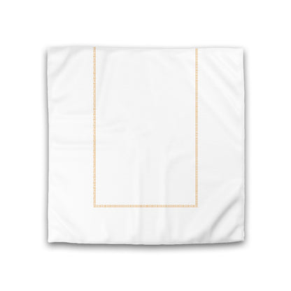 Off-white Cotton Sateen Duvet Cover, Pale Orange Single Weave Motif Print, Classic Border, CSDU-1232-141, Double - 206 x 206 cm / 81 x 81 inches