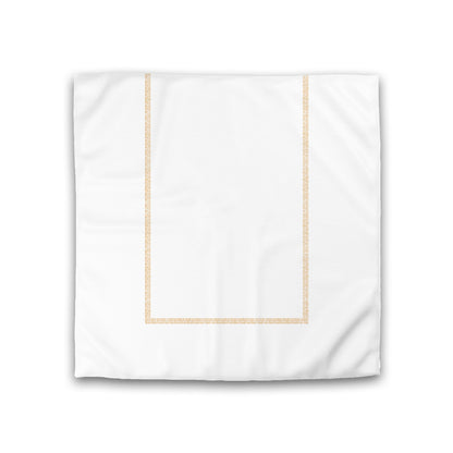 Off-white Cotton Sateen Duvet Cover, Pale Orange Double Weave Motif Print, Classic Border, CSDU-1232-143, Double - 206 x 206 cm / 81 x 81 inches