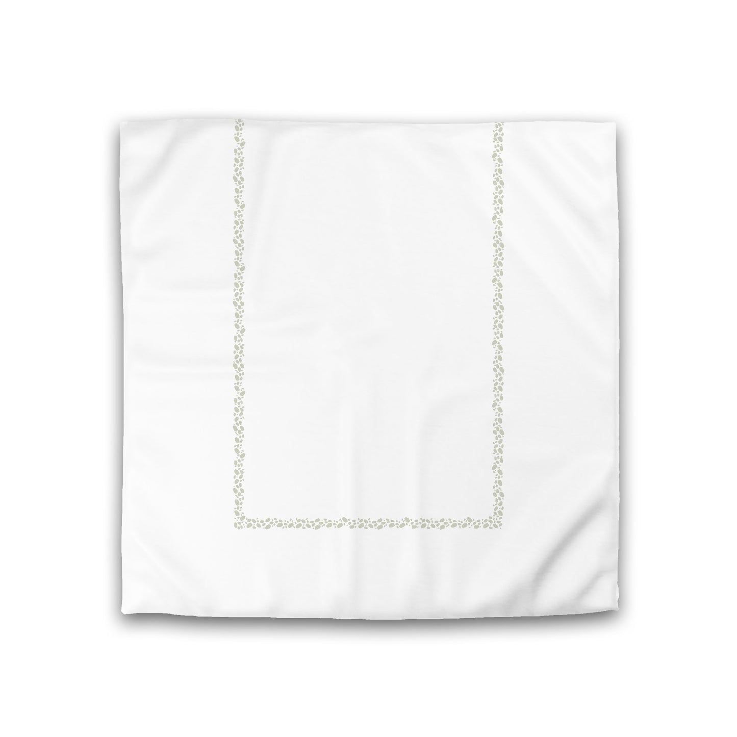 Off-white Cotton Sateen Duvet Cover, Pale Green Hand-painted Dab Motif Print, Classic Border, CSDU-1241-091, Double - 206 x 206 cm / 81 x 81 inches