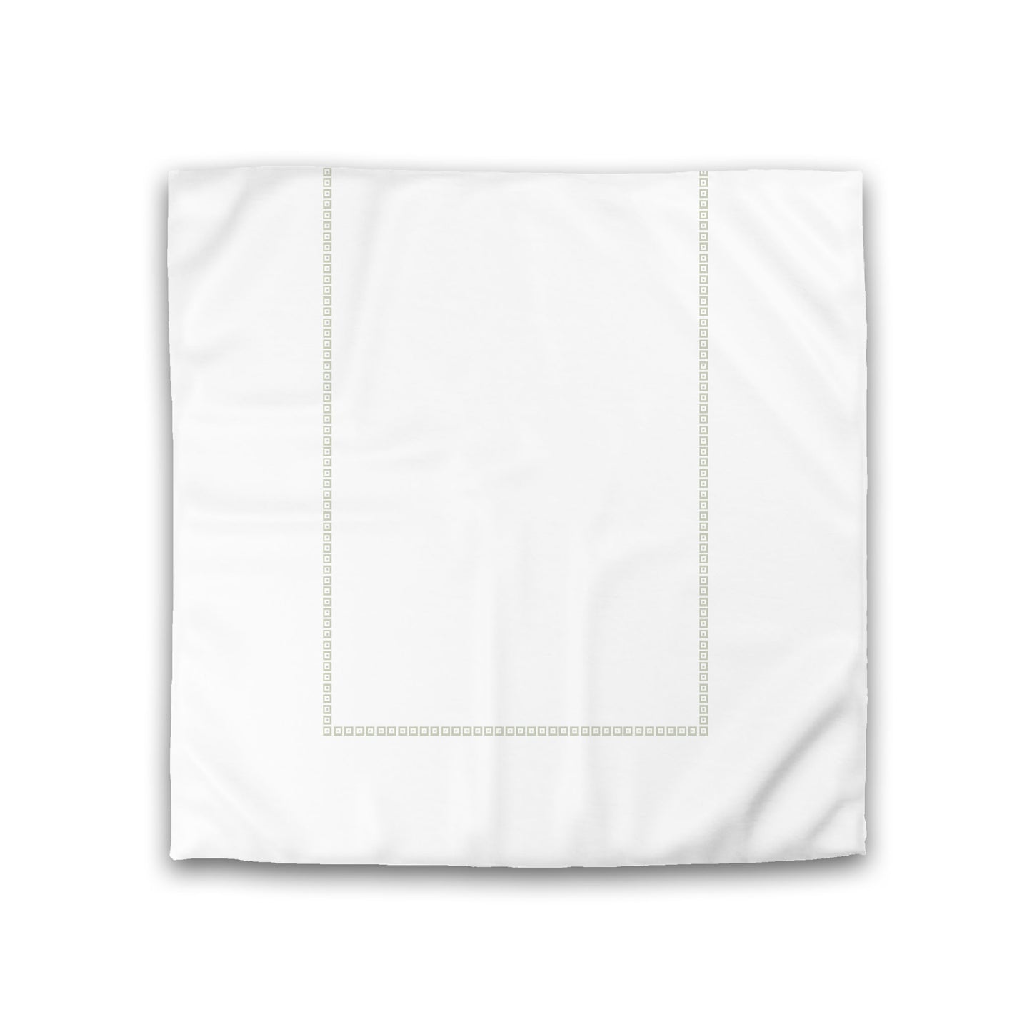 Off-white Cotton Sateen Duvet Cover, Pale Green Repeating Square Motif Print, Classic Border, CSDU-1241-121, Double - 206 x 206 cm / 81 x 81 inches