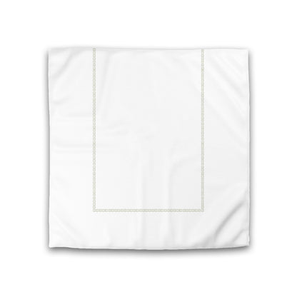 Off-white Cotton Sateen Duvet Cover, Pale Green Repeating Square Motif Print, Classic Border, CSDU-1241-121, Double - 206 x 206 cm / 81 x 81 inches