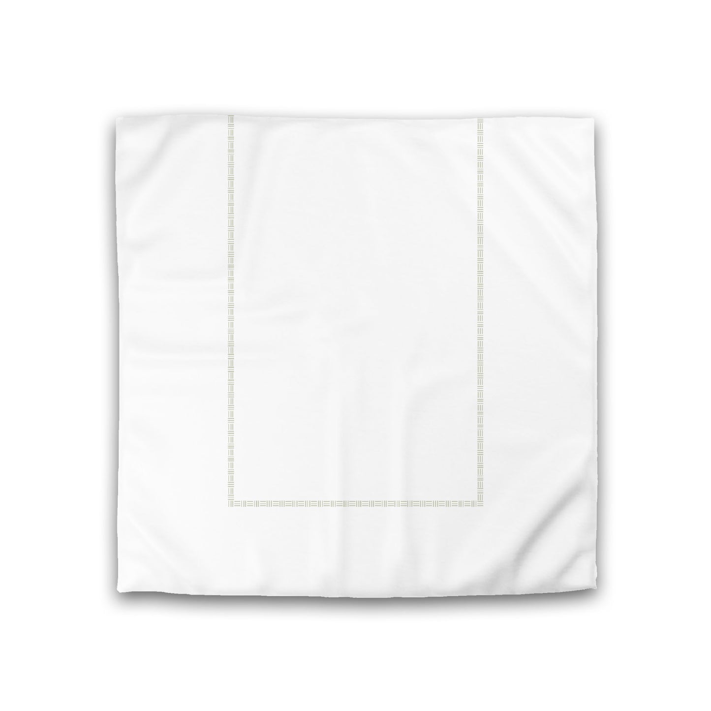 Off-white Cotton Sateen Duvet Cover, Pale Green Single Weave Motif Print, Classic Border, CSDU-1241-141, Double - 206 x 206 cm / 81 x 81 inches
