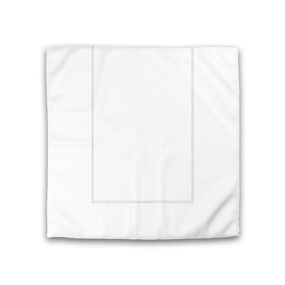Off-white Cotton Sateen Duvet Cover, Pale Green Single Weave Motif Print, Classic Border, CSDU-1241-141, Double - 206 x 206 cm / 81 x 81 inches