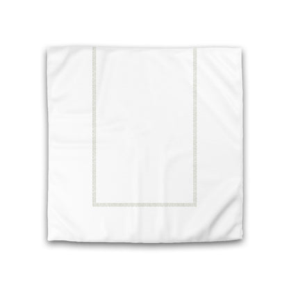 Off-white Cotton Sateen Duvet Cover, Pale Green Double Weave Motif Print, Classic Border, CSDU-1241-143, Double - 206 x 206 cm / 81 x 81 inches