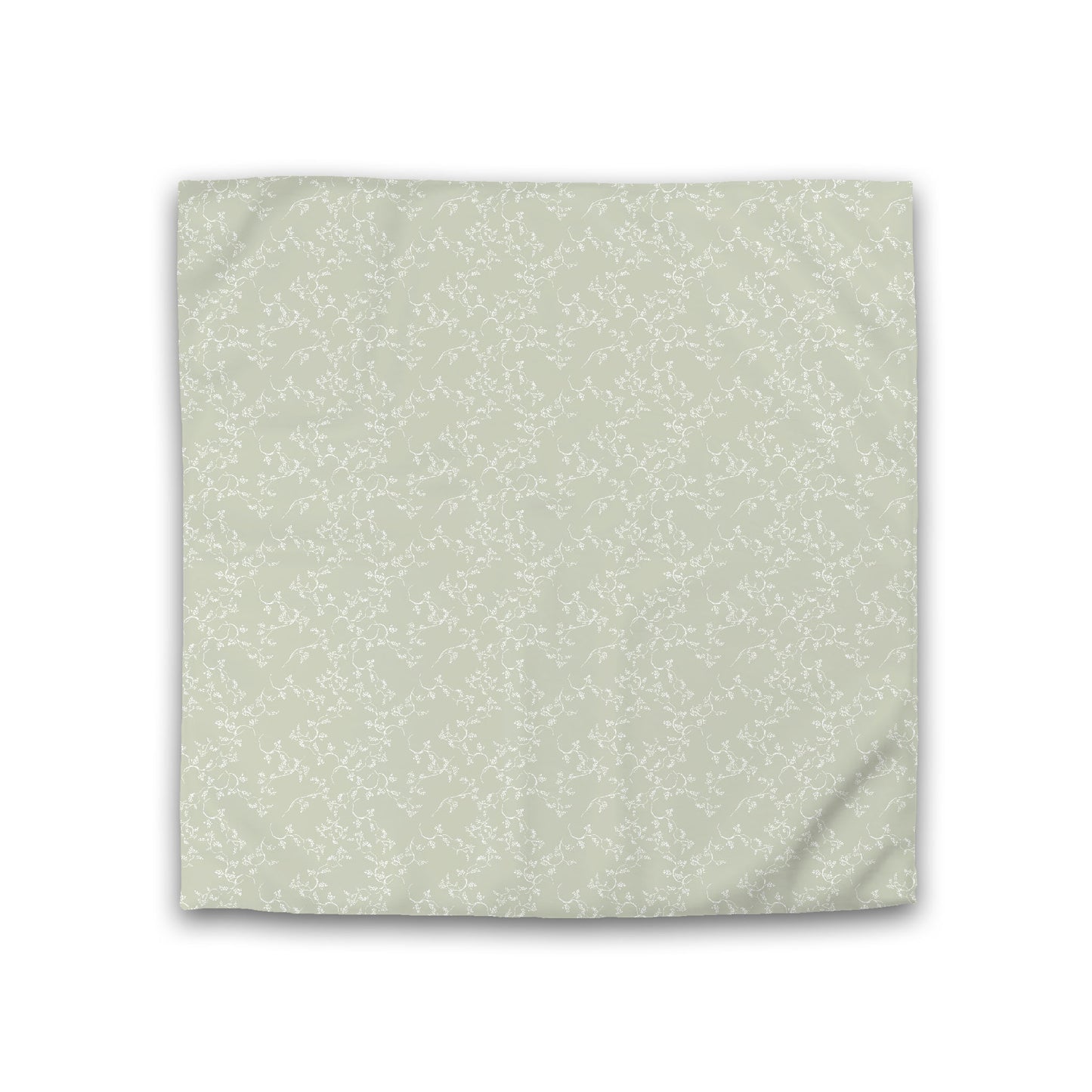 Pale Green Cotton Sateen Duvet Cover, Off-white Hand-painted Vine Print, CSDU-1241-182, Double - 206 x 206 cm / 81 x 81 inches
