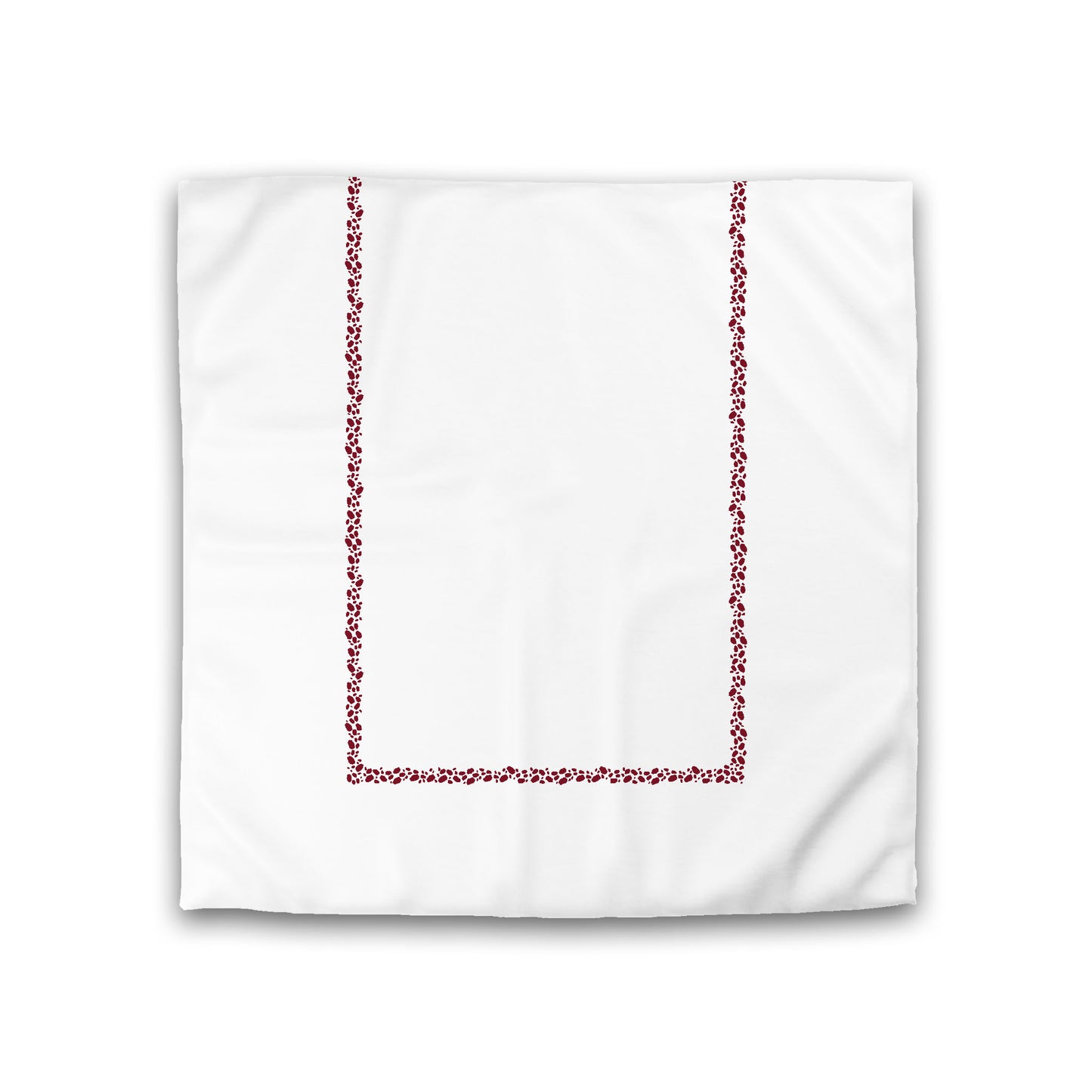 Off-White Cotton Sateen Duvet Cover, Burgundy Red Hand-painted Dab Motif Print, Classic Border, CSDU-1281-091, Double - 206 x 206 cm / 81 x 81 inches