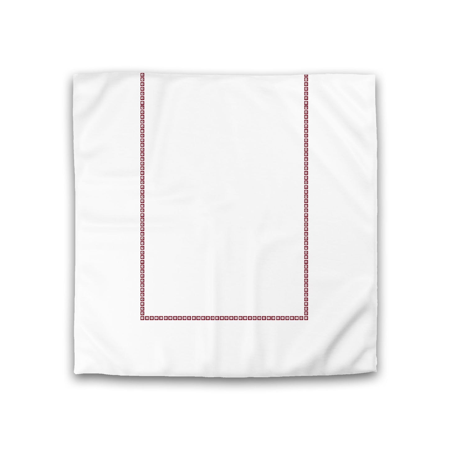 Off-White Cotton Sateen Duvet Cover, Burgundy Red Repeating Square Motif Print, Classic Border, CSDU-1281-121, Double - 206 x 206 cm / 81 x 81 inches