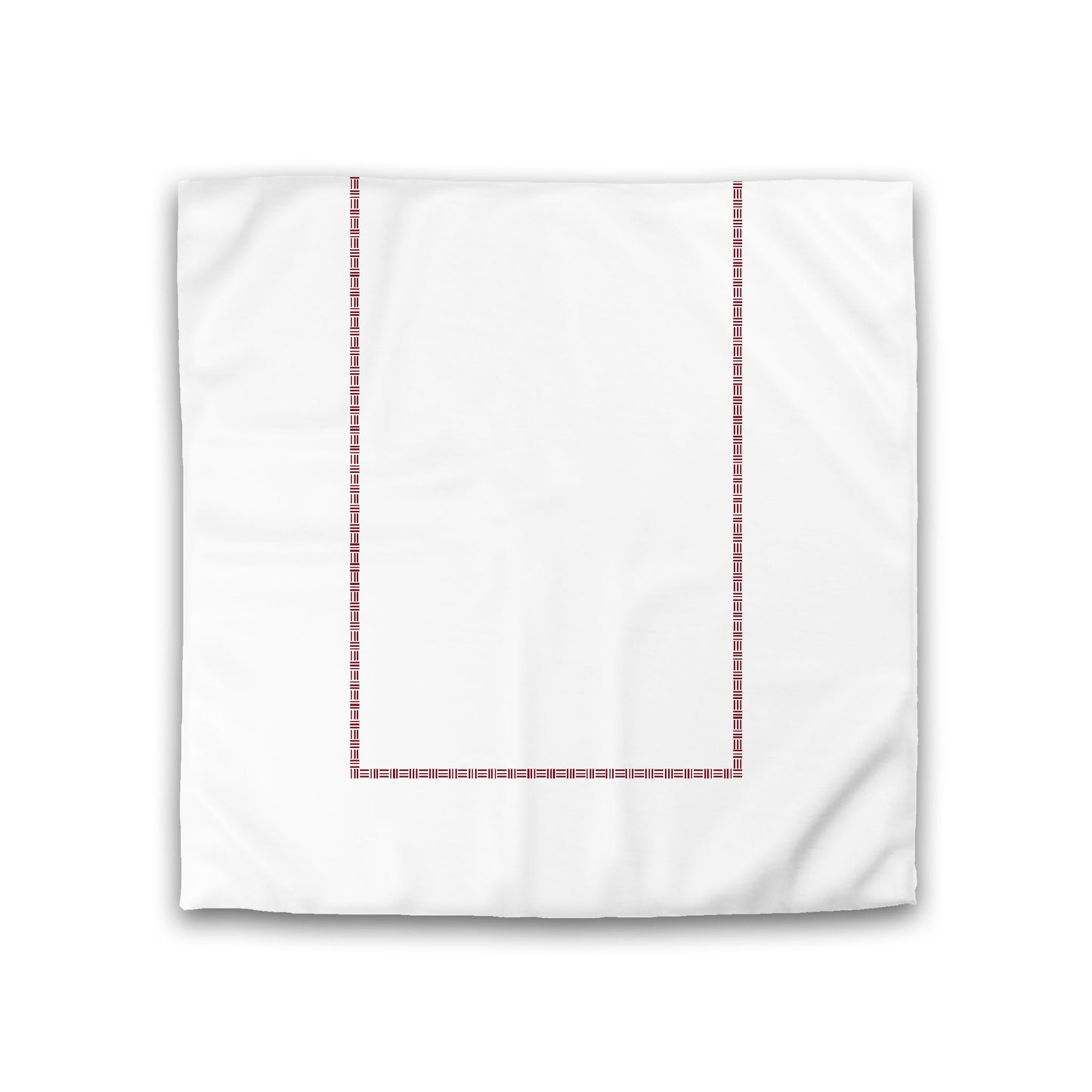 Off-White Cotton Sateen Duvet Cover, Burgundy Red Single Weave Motif Print, Classic Border, CSDU-1281-141, Double - 206 x 206 cm / 81 x 81 inches